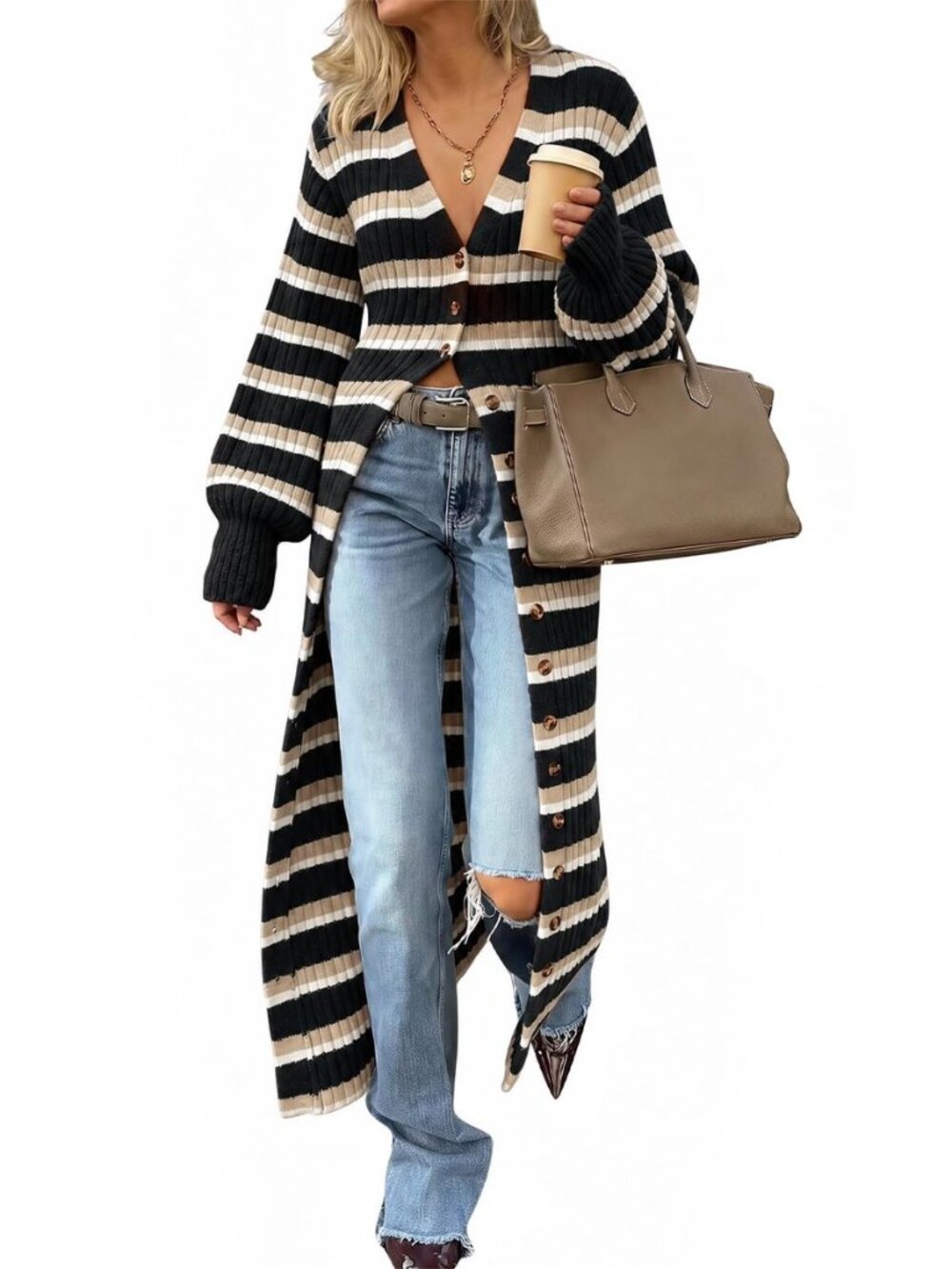 Womens Long Duster Cardigans Button Down Maxi Sweater Dress